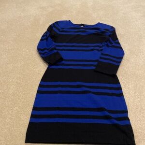 NWT French Connection blue and black stripe 3/4 sleeve dress